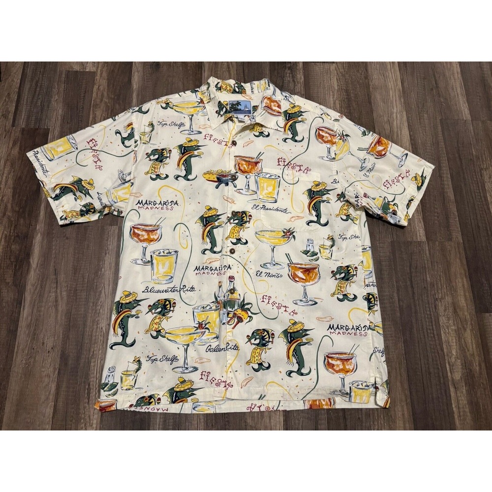 AFTCO Men's‎ XL Hawaiian Style Shirt Short Sleeve, Swordfish Margarita Fiesta
